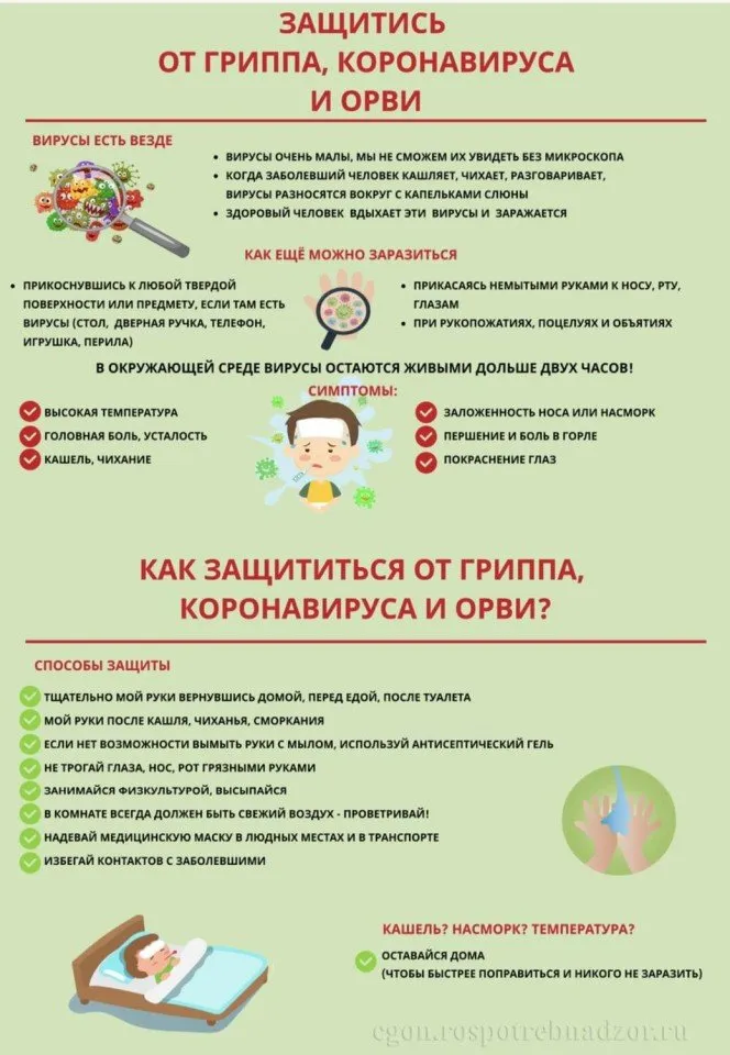 памятка защитись от гриппа, коронавируса и орви